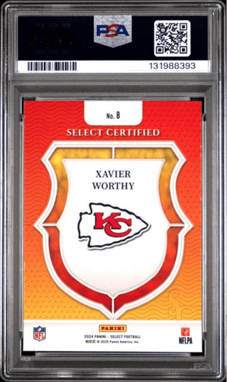Graded 2024 Panini Select Xavier Worthy #8 Select Certified Rookie RC Football Card PSA 10 Gem Mint