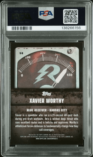 Graded 2024 Topps Resurgence Xavier Worthy #V8 Voltaic Teal Surge /149 Rookie RC Football Card PSA 10 Gem Mint