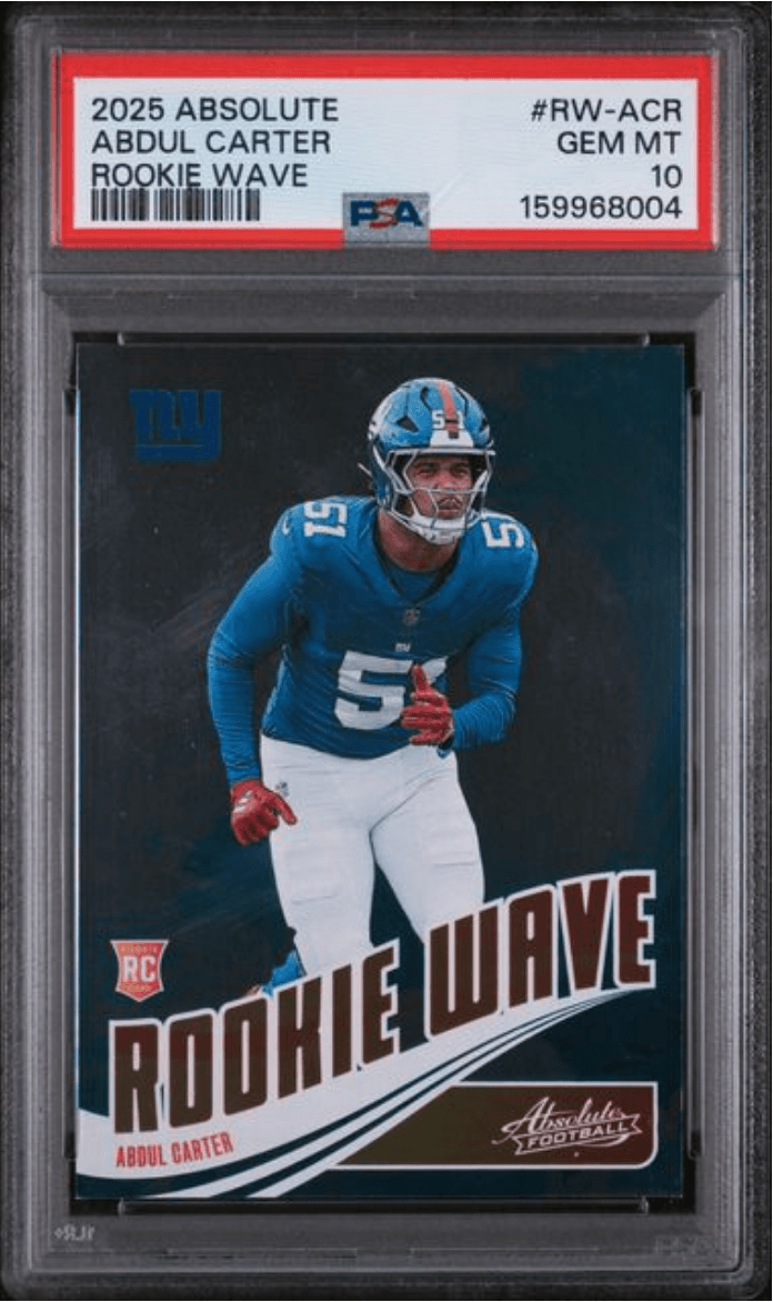 Graded 2025 Panini Absolute Abdul Carter #RWACR Rookie Wave Rookie RC Football Card PSA 10 Gem Mint