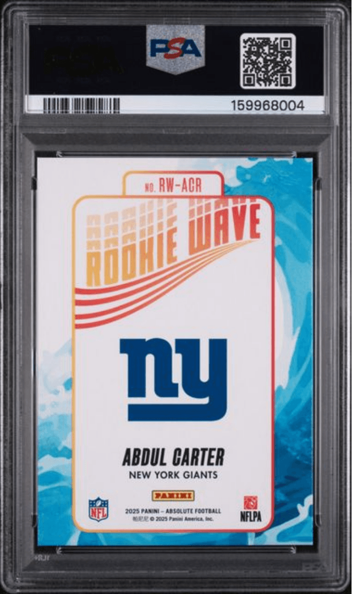 Graded 2025 Panini Absolute Abdul Carter #RWACR Rookie Wave Rookie RC Football Card PSA 10 Gem Mint
