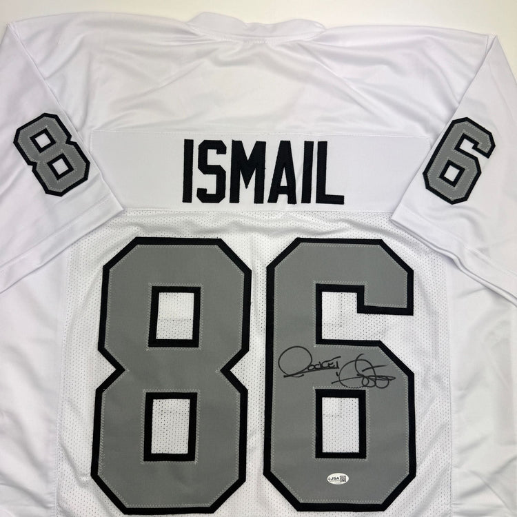 Autographed/Signed Raghib Ismail Rocket Oakland White Color Rush Football Jersey Beckett BAS COA