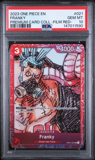 Graded 2023 One Piece Franky #021 Premium Card Collection Film Red Trading Card Game PSA 10 Gem Mint
