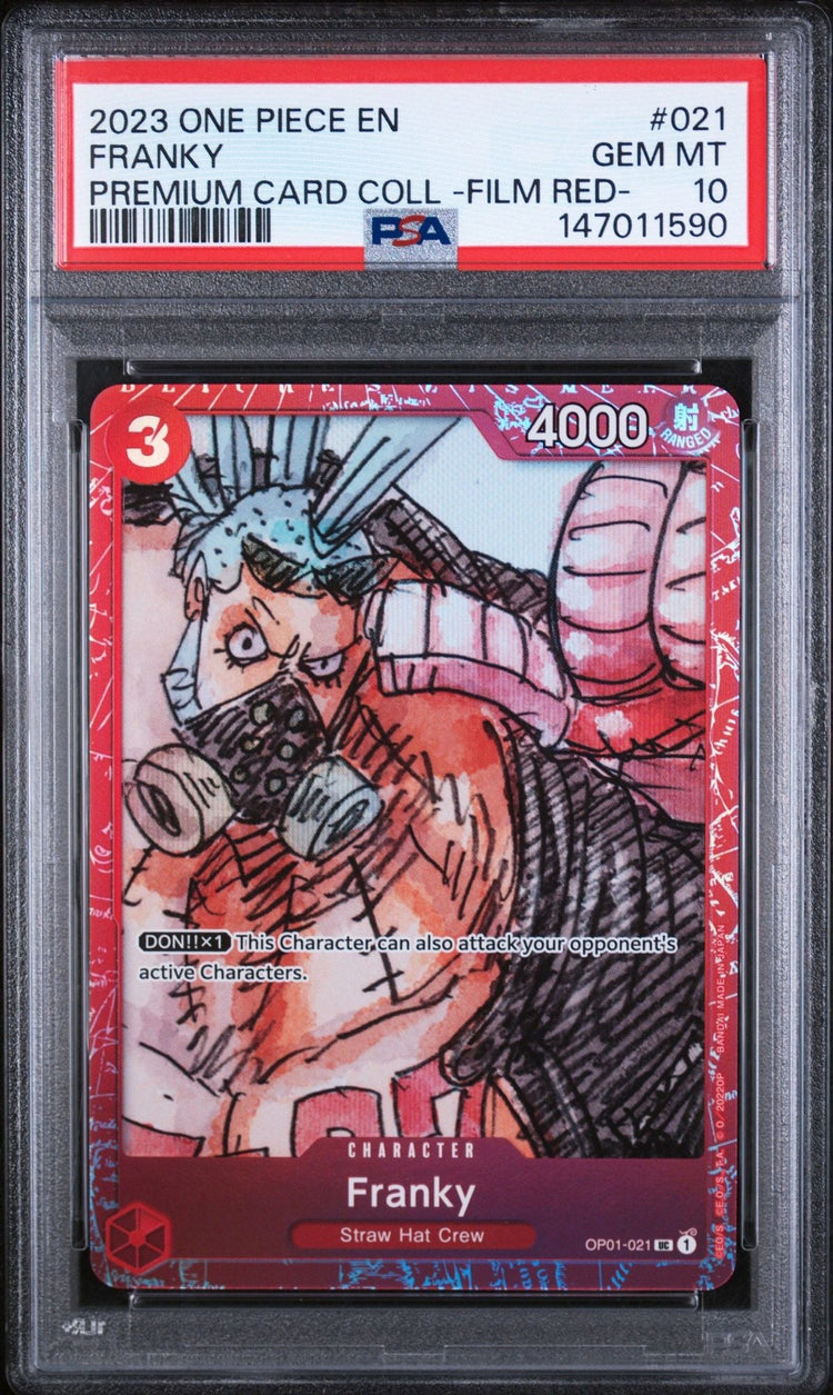 Graded 2023 One Piece Franky #021 Premium Card Collection Film Red Trading Card Game PSA 10 Gem Mint