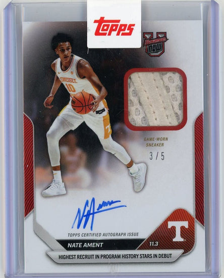 2025 Topps Bowman U Now Nate Ament #3C Red Relic Auto /5 Highest Recruit in Program History Stars in Debut Tennessee Volunteers Rookie RC Basketball Card