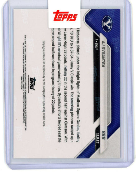 2025 Topps Bowman Now AJ Dybantsa #28B Red Auto /5 28 Points Fuels Largest BYU 2nd Half Comeback Ever BYU Cougars Rookie RC Basketball Card