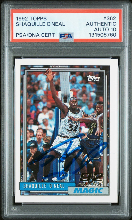 Graded 1992-93 Topps Shaquille O'Neal #362 Rookie RC Basketball Card PSA 10 Auto Grade Gem Mint