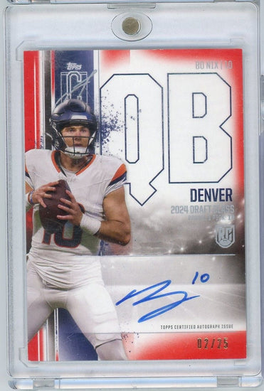 2024 Topps Signature Class Bo Nix #RCABN Red Auto /25 Rookie RC Football Card