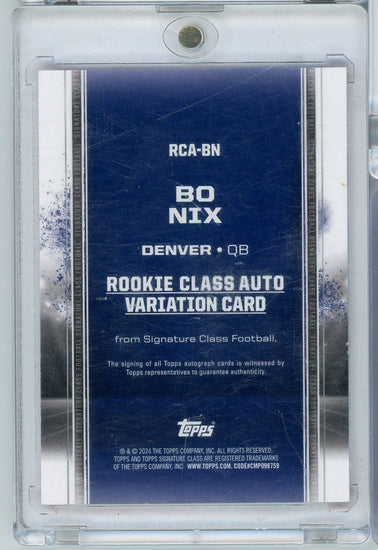 2024 Topps Signature Class Bo Nix #RCABN Red Auto /25 Rookie RC Football Card