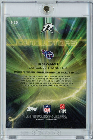 2025 Topps Resurgence Cam Ward #C20 Conductors Lime Green /15 Rookie RC Football Card