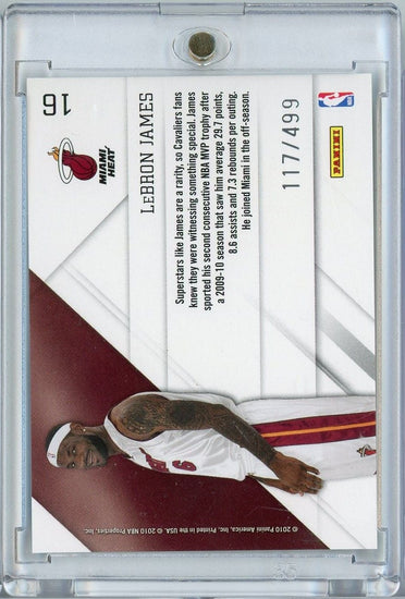 2010 Panini Prestige LeBron James #16 Prestigious Pros Green /499 Miami Heat Basketball Card
