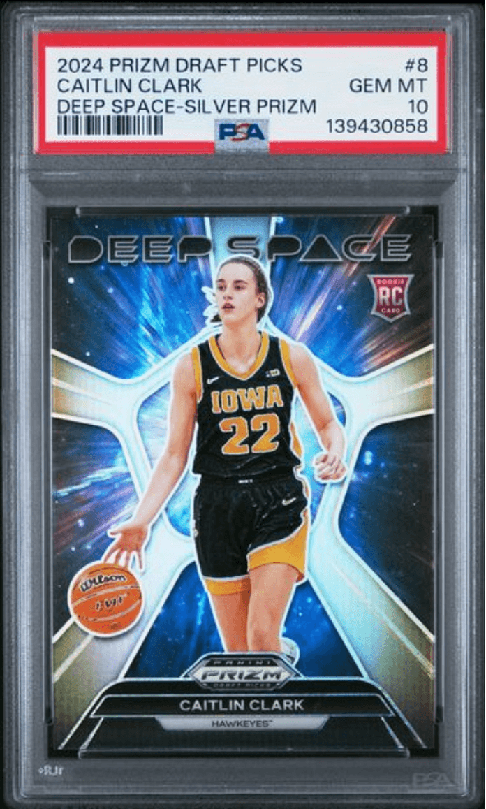 Graded 2024 Panini Prizm Draft Picks Caitlin Clark #8 Deep Space Silver Prizm Rookie RC Basketball Card PSA 10 Gem Mint