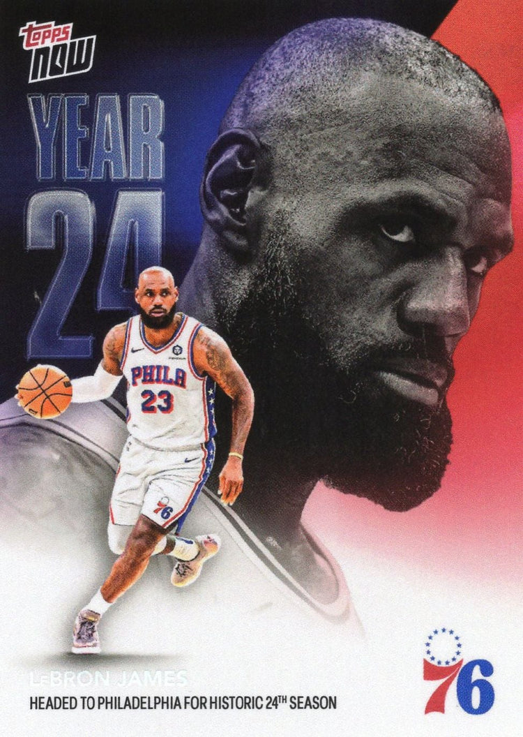 2026 Topps Now LeBron James #OS03 Rainbow Foil Headed to Philadelphia for Historic 24th Season Philadelphia 76ers Basketball Card