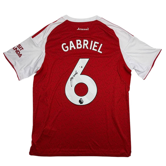 Autographed/Signed Gabriel Arsenal Red Soccer Futbol Jersey Beckett BAS COA