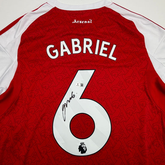 Autographed/Signed Gabriel Arsenal Red Soccer Futbol Jersey Beckett BAS COA