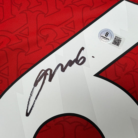 Autographed/Signed Gabriel Arsenal Red Soccer Futbol Jersey Beckett BAS COA