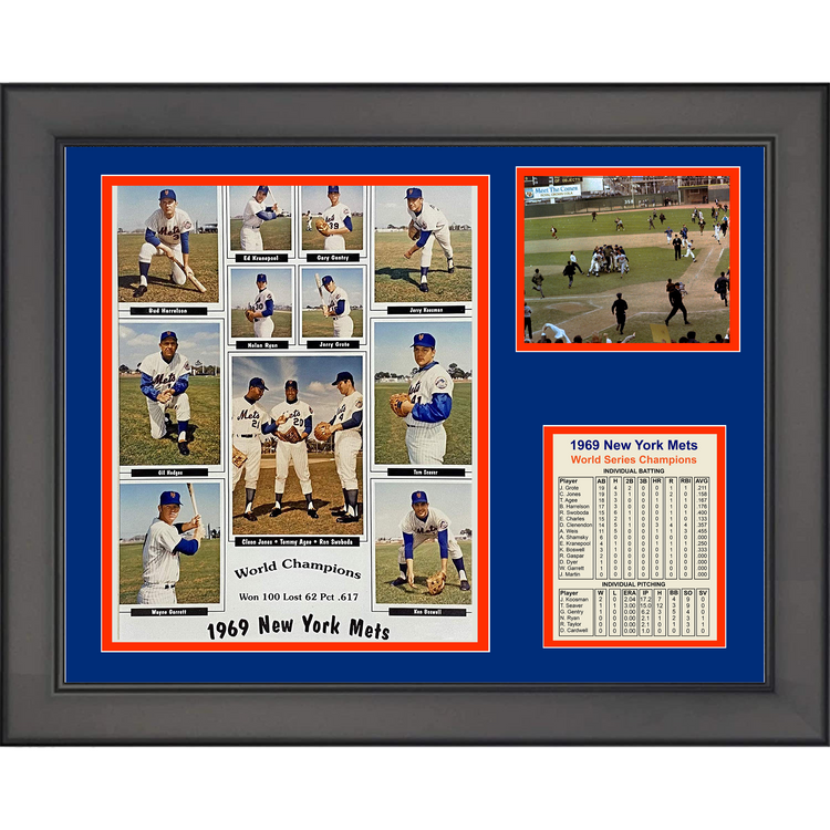 Framed New York Mets 1969 World Series Champions 11"x14" Baseball Three Photo Collage