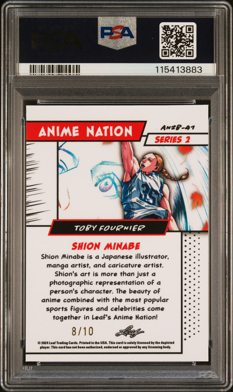 Graded 2025 Leaf Web Exclusives Toby Fournier #41 Anime Nation Series 2 Pink /10 Basketball Card PSA 8 Near Mint