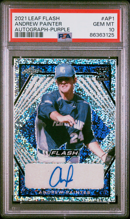 Graded 2021 Leaf Flash Andrew Painter #AP1 Autograph Purple #/75 Rookie RC Baseball Card PSA 10 Gem Mint