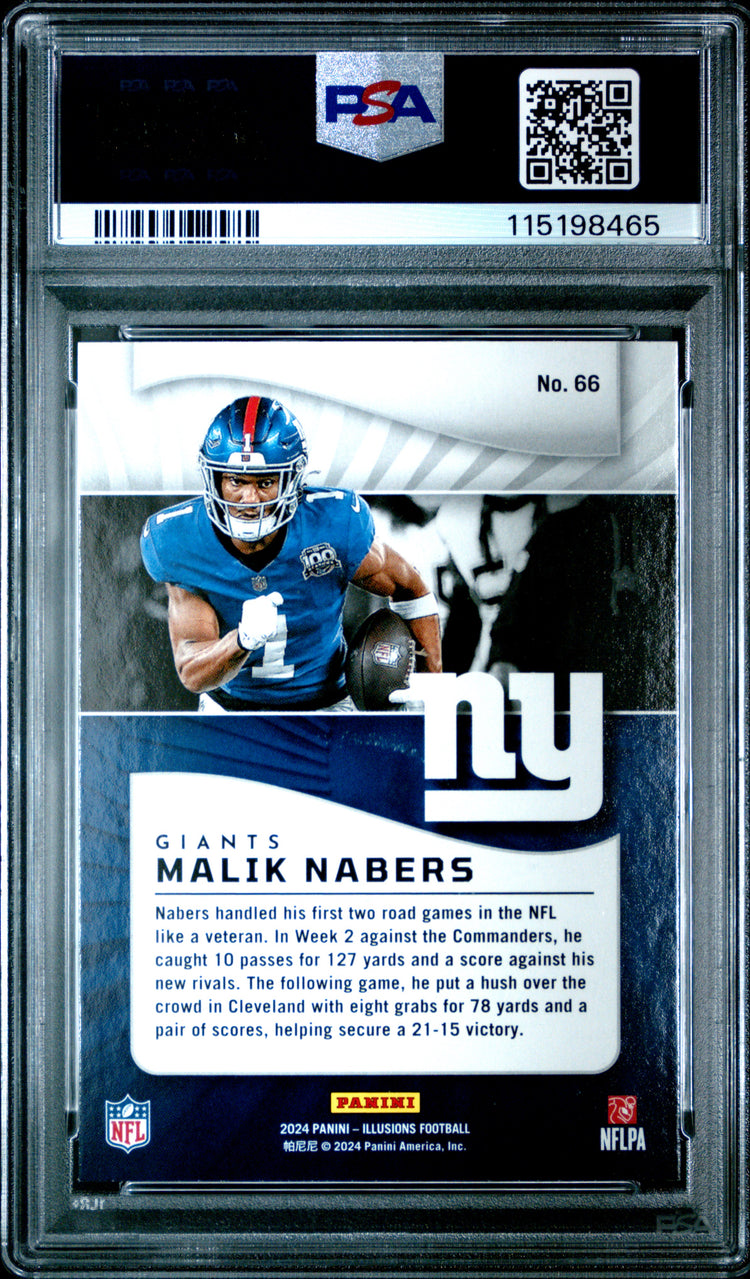 Graded 2024 Panini Illusions Malik Nabers #66 Retail Rookie RC Football Card PSA 10 Gem Mint