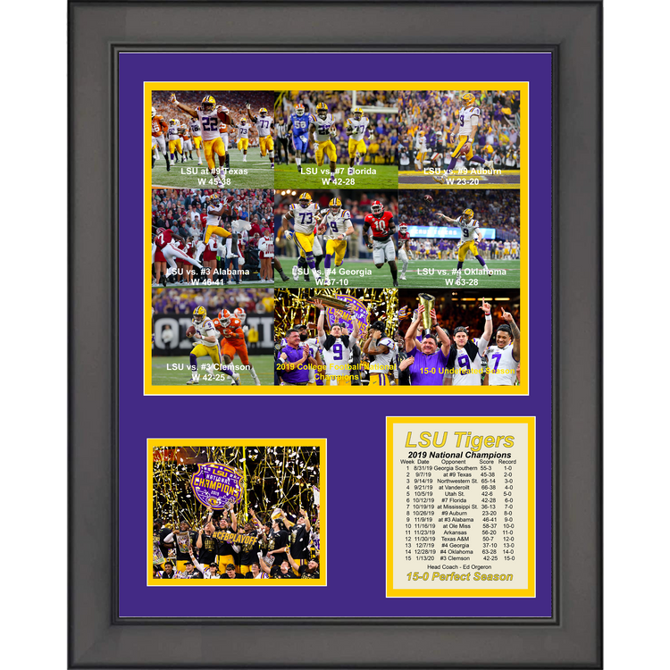 Framed 2019 LSU Tigers National Champions 11"x14"College Football Three Photo Collage