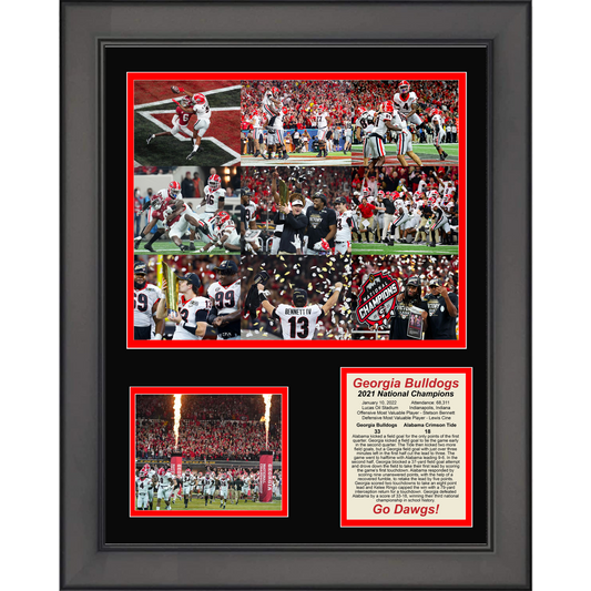 Framed Georgia Bulldogs 2021 National Championship Stetson Bennett MVP College Football 11"x14" Three Photo Collage