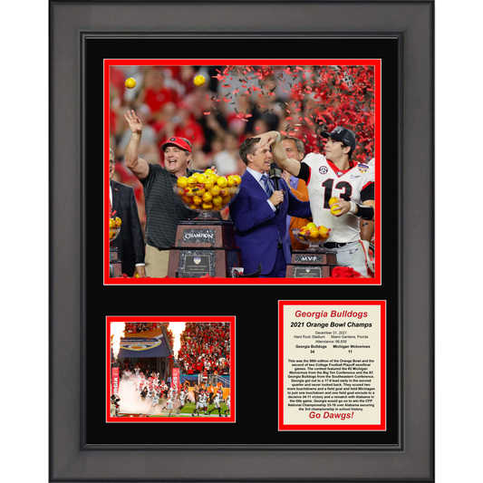Framed Georgia Bulldogs 2021 Orange Bowl Champions College Football 11"x14" Three Photo Collage