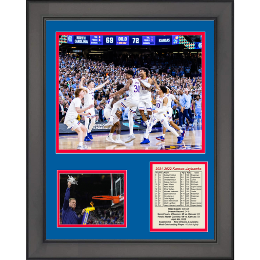 Framed Kansas Jayhawks 2022 National Champions Celebration NCAA Basketball 11"x14" Three Photo Collage
