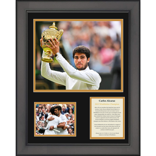 Framed Carlos Alcaraz 2023 Wimbledon Champion Tennis 11"x14" Three Photo Collage