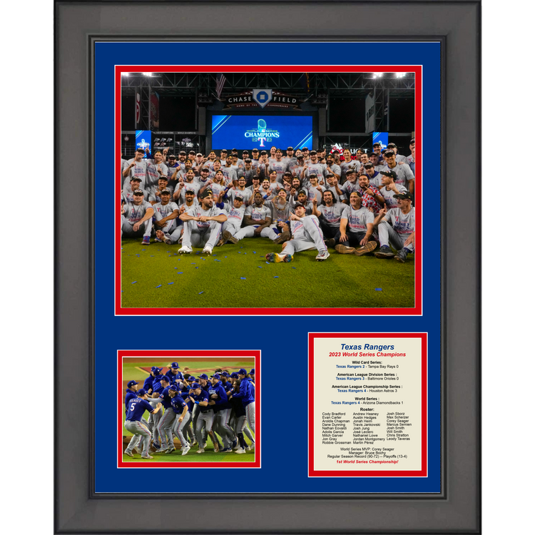 Framed Texas Rangers 2023 World Series Champions 11"x14" Baseball Three Photo Collage