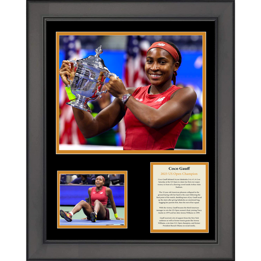 Framed Coco Gauff 2023 US Open Champion Tennis 11"x14" Three Photo Collage