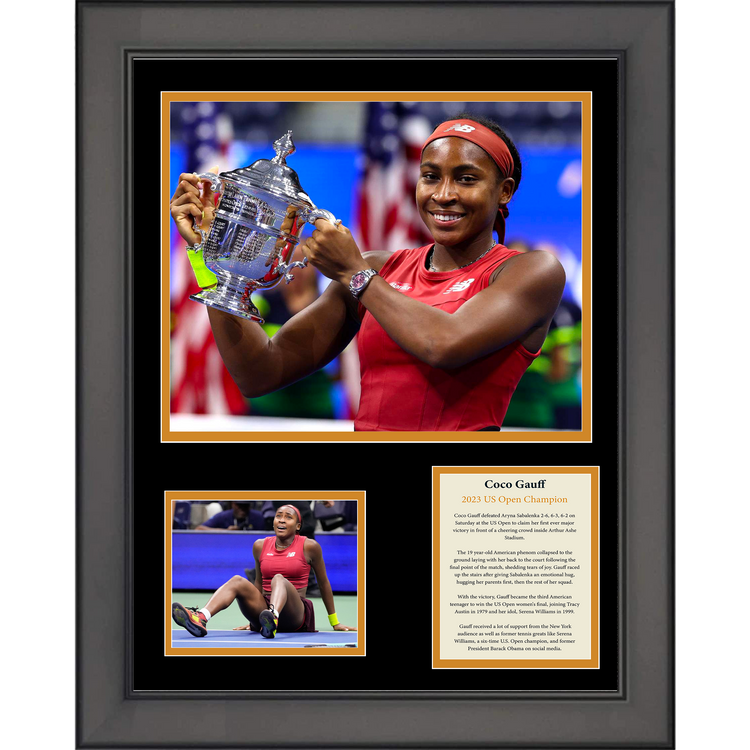 Framed Coco Gauff 2023 US Open Champion Tennis 11"x14" Three Photo Collage