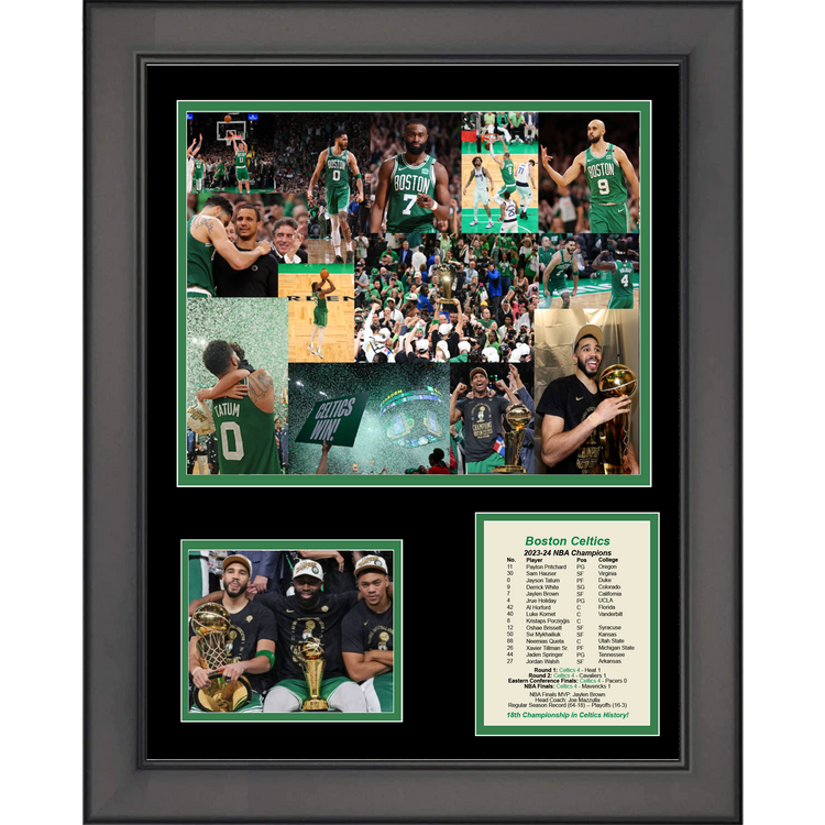 Framed Boston Celtics 2023-2024 NBA Finals Champions 11"x14" Three Photo Collage