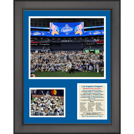 Framed Los Angeles Dodgers 2025 Back to Back World Series Champions 11"x14" Baseball Three Photo Collage