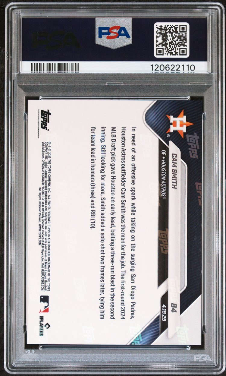 Graded 2025 Topps Now Cam Smith #84 Black Foil /10 Rookie RC Baseball Card PSA 7 Near Mint