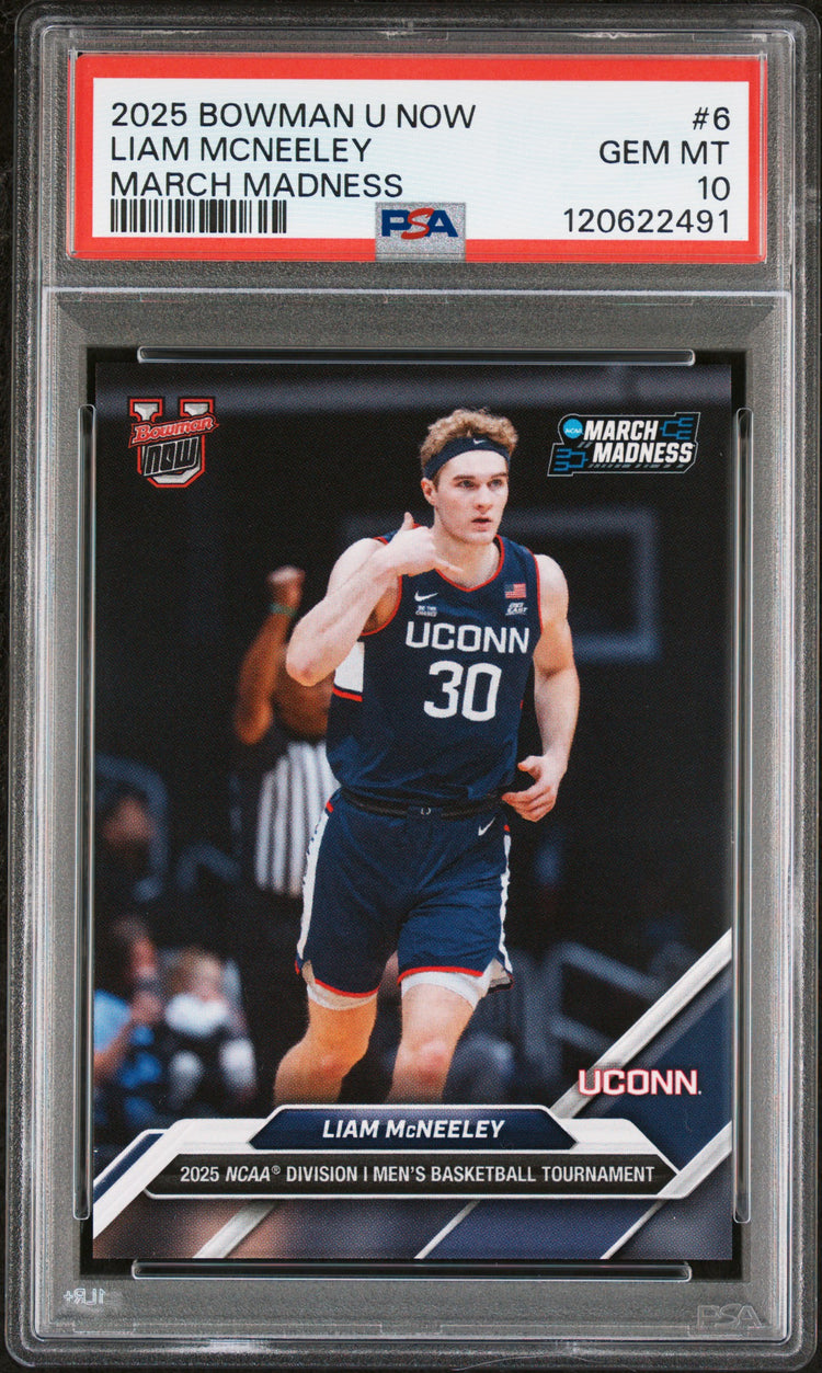 Graded 2025 Topps  Bowman U Now Liam McNeeley #6 March Madness Rookie RC Basketball Card PSA 10 Gem Mint