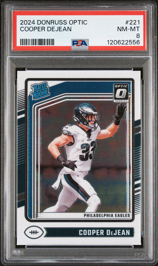 Graded 2024 Panini Donruss Optic Cooper Dejean #221 Rookie RC Football Card PSA 8 Near Mint