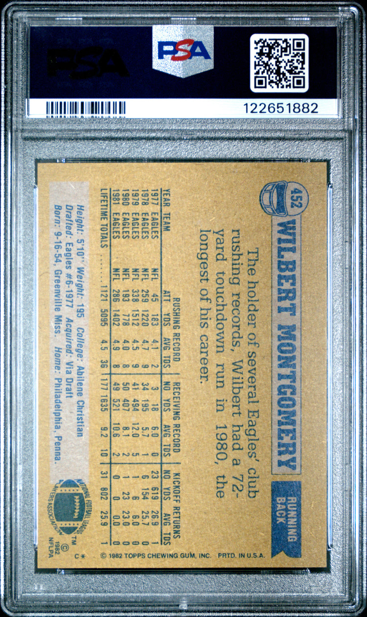 Graded 1982 Topps Wilbert Montgomery #452 Football Card PSA 7 Near Mint