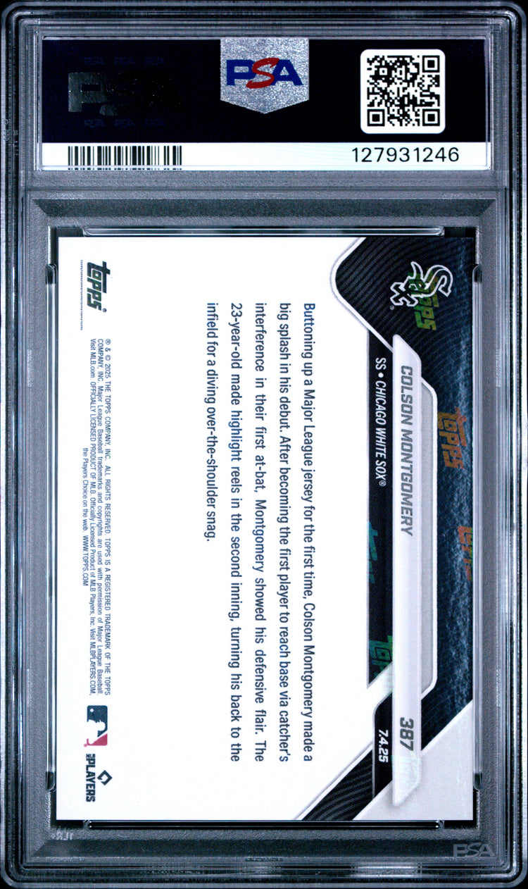 Graded 2025 Topps Now Colson Montgomery #387 Rookie RC Baseball Card PSA 10 Gem Mint