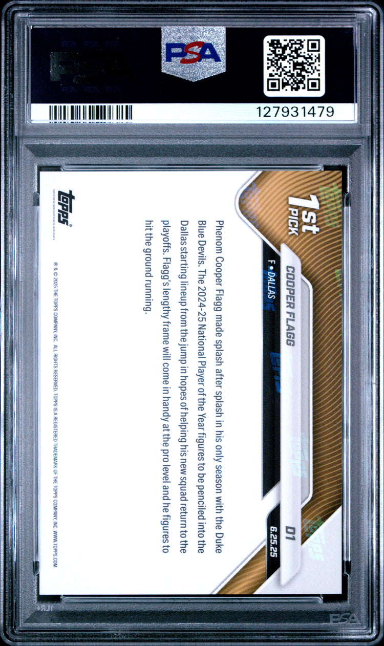 Graded 2025 Topps Now Cooper Flagg #D1 Draft Rookie RC Basketball Card PSA 8 Near Mint