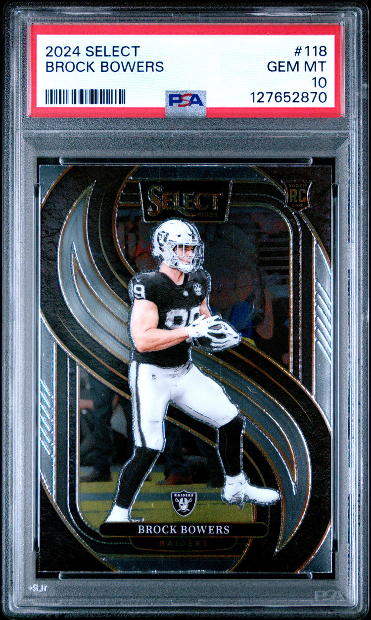 Graded 2024 Panini Select Brock Bowers #118 Rookie RC Football Card PSA 10 Gem Mint