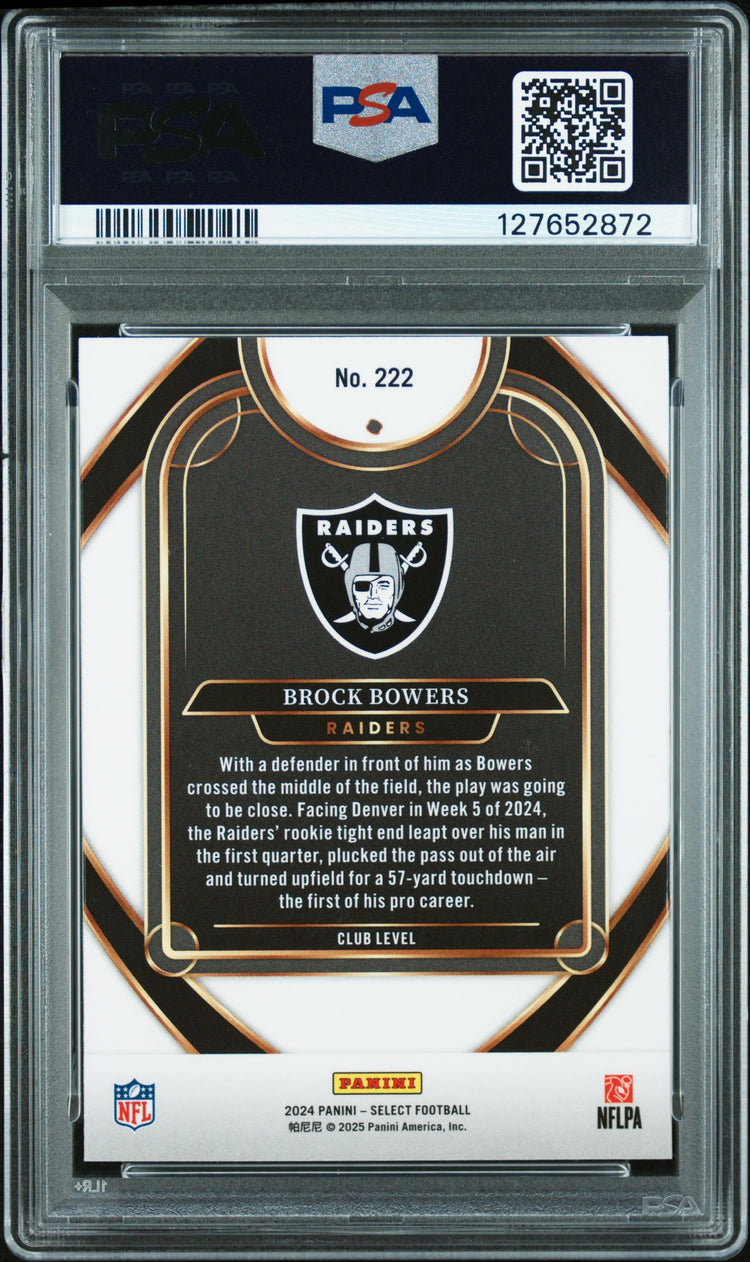 Graded 2024 Panini Select Brock Bowers #222 Rookie RC Football Card PSA 8 Near Mint