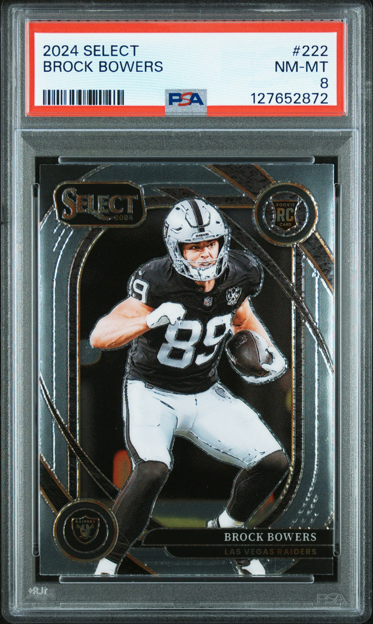 Graded 2024 Panini Select Brock Bowers #222 Rookie RC Football Card PSA 8 Near Mint