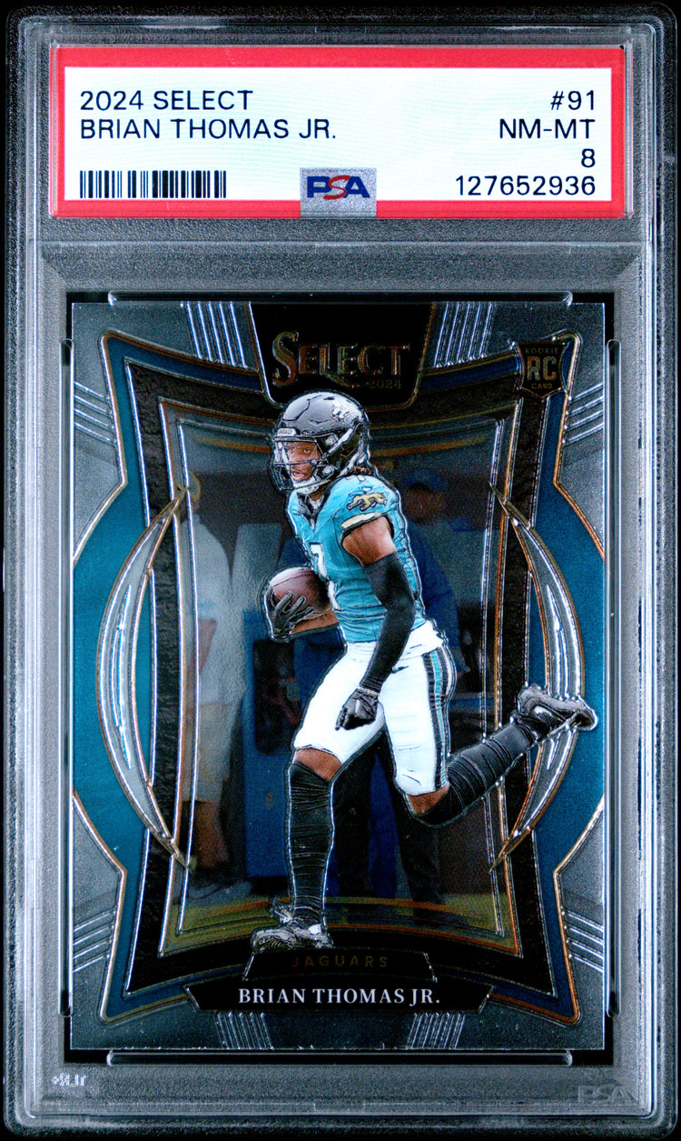 Graded 2024 Panini Select Brian Thomas Jr. #91 Rookie RC Football Card PSA 8 Near Mint