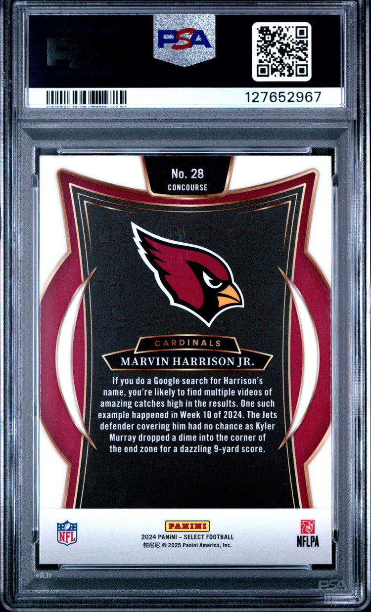 Graded 2024 Panini Select Marvin Harrison Jr. #28 Rookie RC Football Card PSA 10 Gem Mint