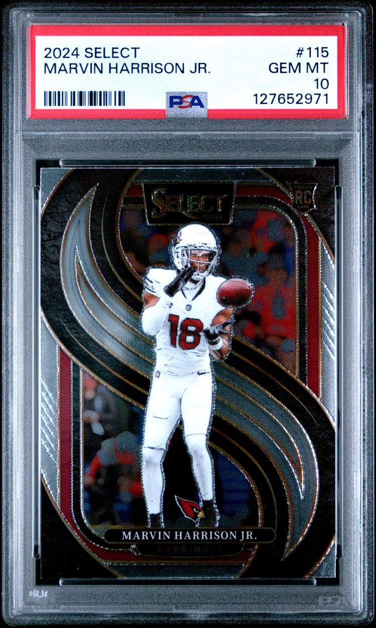 Graded 2024 Panini Select Marvin Harrison Jr. #115 Rookie RC Football Card PSA 10 Gem Mint