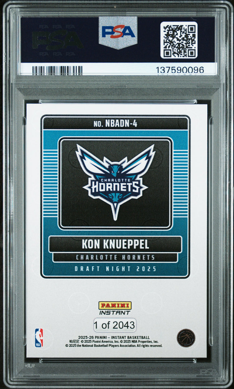 Graded 2025 Panini Instant Kon Knueppel #4 Draft Night Rookie RC Basketball Card PSA 9 Mint