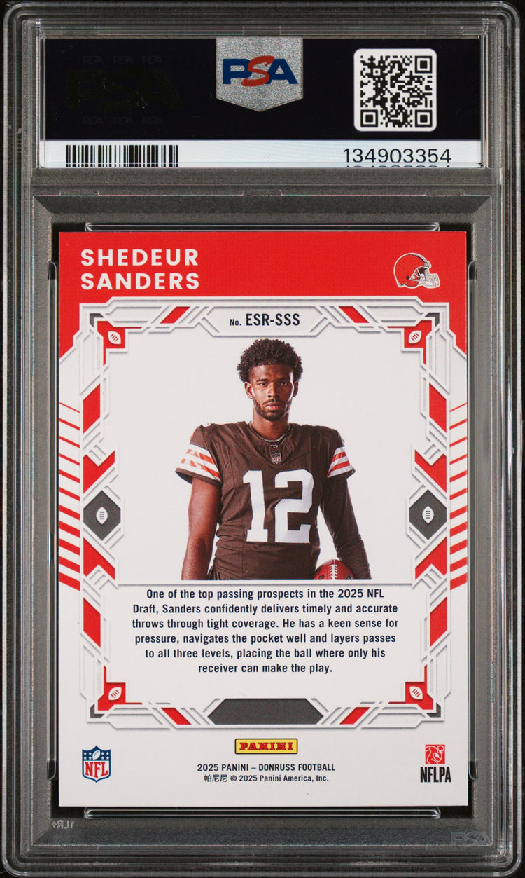 Graded 2025 Panini Donruss Shedeur Sanders #ESRSSS The Elite Series Rookies Rookie RC Football Card PSA 10 Gem Mint