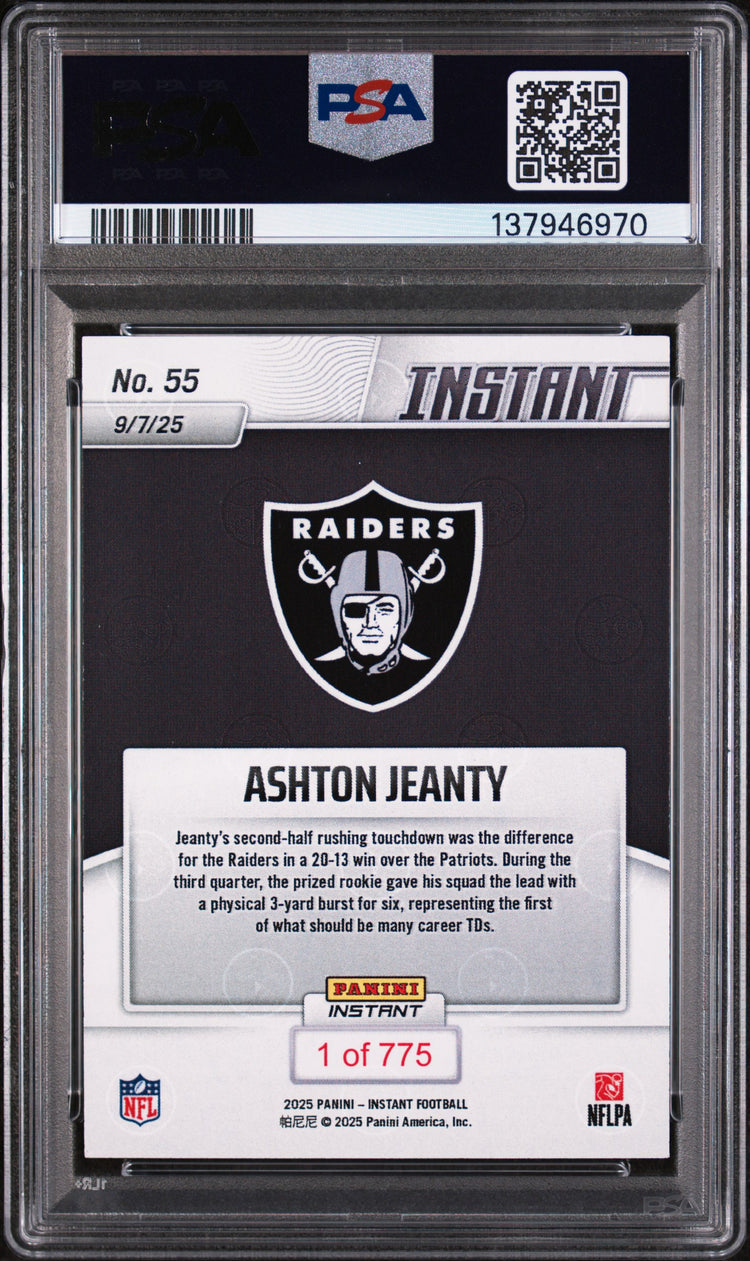 Graded 2025 Panini Instant Ashton Jeanty #55 Rookie RC Football Card PSA 5 Excellent