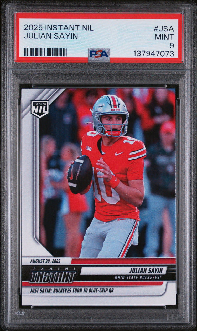 Graded 2025 Panini Instant NIL Julian Sayin #JSA Rookie RC Football Card PSA 9 Mint
