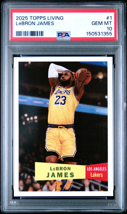 Graded 2025 Topps Living LeBron James #1 Basketball Card PSA 10 Gem Mint
